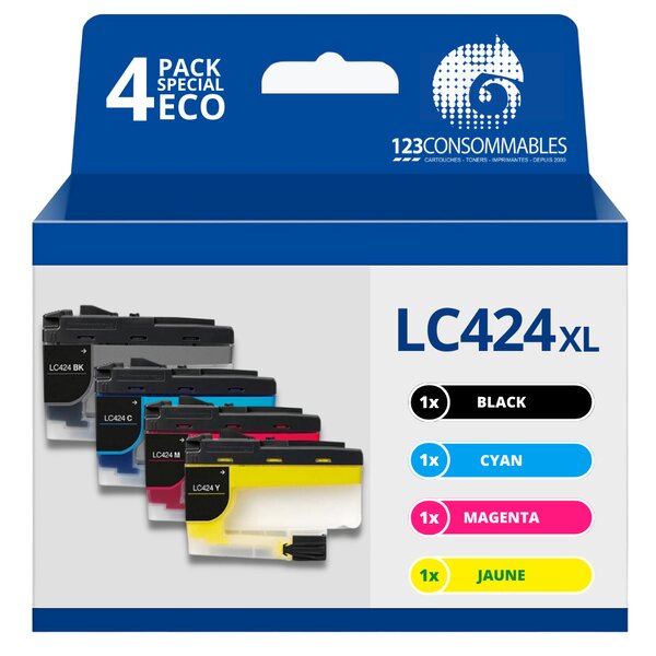 Pack compatible BROTHER LC424  4 cartouches
