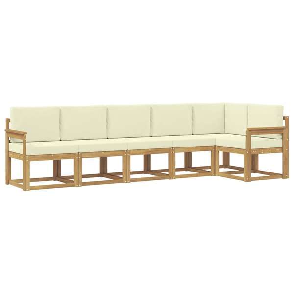vidaXL Ensemble de canapés d'extérieur 6 Pièces Blanc et crème Polyester