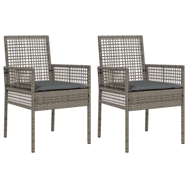 Chaises de jardin vidaXL 2 Pièces avec coussins gris en poly rattan
