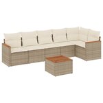 vidaXL Salon de jardin avec coussins 7 Pièces beige résine tressée