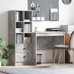 vidaXL Bureau avec tiroir avec étagère avec stockage 2 Pièces Gris béton