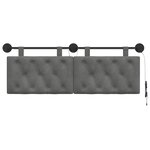 vidaXL Tête de lit suspendue Avec lumière LED Gris foncé Velours