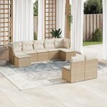 vidaXL Salon de jardin avec coussins 9 Pièces beige résine tressée