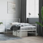 vidaXL Cadre de lit métal avec tête de lit/pied de lit blanc 107x203cm