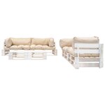 vidaXL Salon de jardin palette 6 Pièces avec coussins sable Bois