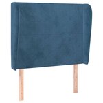 vidaXL Tête de lit avec oreilles Bleu foncé 93x23x118/128 cm Velours