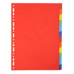 Intercalaires carte 220g 12 positions - A4 - Couleurs assorties EXACOMPTA