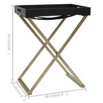 Vidaxl table pliable doré et noir 48x34x61 cm mdf
