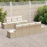 vidaXL Ensemble de canapé de jardin 8 Pièces Beige Poly rotin