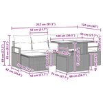 vidaXL Ensemble de canapé de jardin 7 Pièces Noir et Bleu Poly rotin