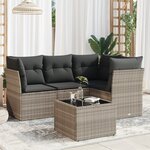 vidaXL Salon de jardin 5 Pièces avec coussins gris clair résine tressée