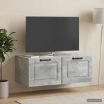 vidaXL Meuble TV mural Gris béton 78 5 x 41 x 30 cm Bois d'ingénierie