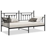 vidaXL Cadre de lit de jour avec tête de lit Noir 90 x 200 cm Acier