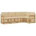 vidaXL Ensemble de canapés d'extérieur 5 Pièces Blanc et Beige