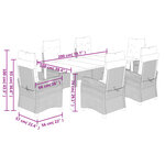 vidaXL Ensemble à manger de jardin coussins 7 Pièces mélange beige rotin