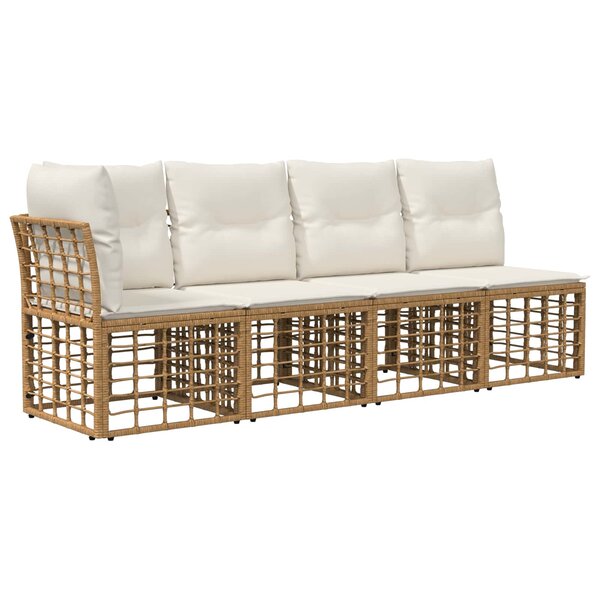 vidaXL Canapé de jardin 4 places avec accoudoir gauche 4 pc