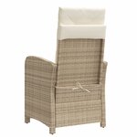 vidaXL Chaises inclinables de jardin lot de 2 et coussins beige rotin