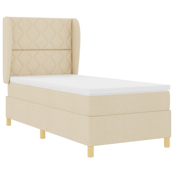 Lit Box Spring vidaXL avec matelas Crème 100x200 cm en tissu