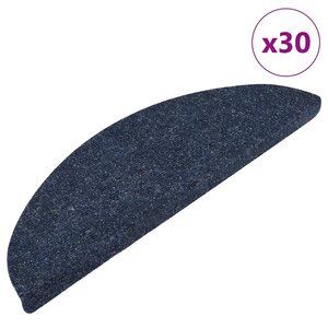 vidaXL Tapis d'escalier auto-adhésifs 30 Pièces bleu 56x17x3 cm