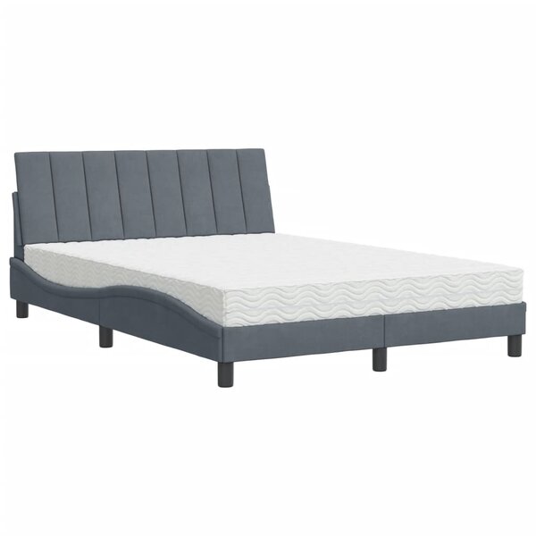 vidaXL Lit avec matelas gris foncé 120x200 cm velours
