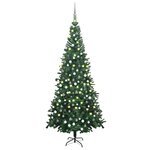 vidaXL Arbre de Noël artificiel pré-éclairé et boules L 240 cm vert