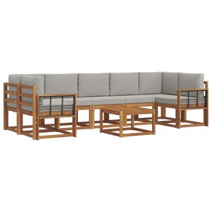 vidaXL Ensemble de canapés d'extérieur 8 pc Gris Naturel et Clair