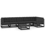 vidaXL Salon de jardin 7 Pièces avec coussins Bois de pin massif