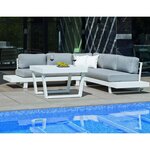 Salon de jardin détente canapé d'angle et table haute menfis