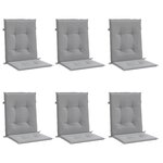 vidaXL Coussins de chaise de jardin à dossier bas lot de 6 gris