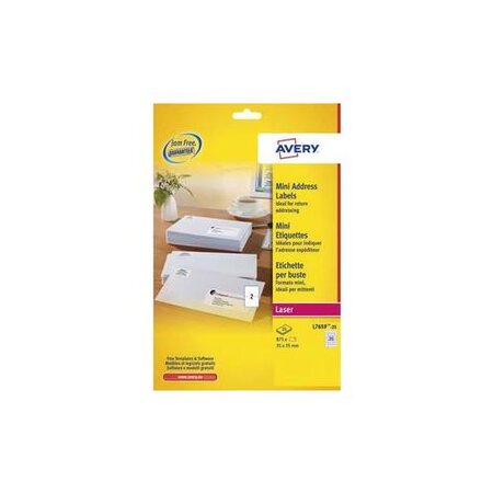 Boîte de 500 mini-étiquettes laser blanches 35 x 35 mm avery