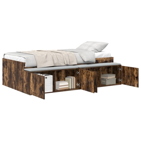 vidaXL Cadre de Lit Chêne Fumé 75x190 cm