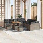 vidaXL Ensemble de canapé de jardin 13 Pièces Gris polyrotin