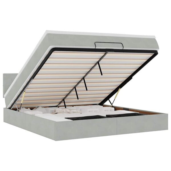 VidaXL Cadre de lit ottoman avec matelas gris clair 180x200 cm velours