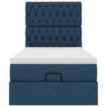 vidaXL Lit ottoman avec matelas bleu 90x200 cm tissu
