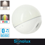 Sphère led sonolux - blanc et multicolore - haut parleur bluetooth