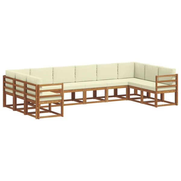vidaXL Ensemble de canapés d'extérieur 10 Pièces Naturel et Crème