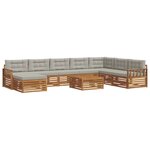 vidaXL Ensemble de canapés d'extérieur 9 Pièces Gris Naturel et Clair