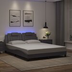 vidaXL Cadre de lit avec lumières LED gris 160x200 cm similicuir