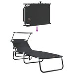 vidaXL Chaise longue pliante avec coussin Noir 56 x 190 x 81cm tissu