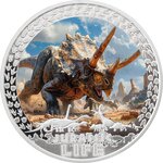 Pièce de monnaie en Argent 10 Dollars g 31.1 (1 oz) Millésime 2025 Jurassic Life TRICERATOPS