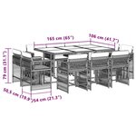 vidaXL Ensemble à manger de jardin et coussins 11 Pièces mélange beige