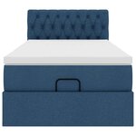 vidaXL Cadre de lit ottoman avec matelas bleu 90x190 cm tissu