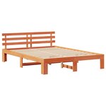 vidaXL Cadre de lit avec tête de lit Brun cire 150 x 200 cm Pin massif