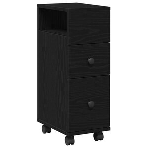 vidaXL Cabinet de salle de bain étroit avec roues en bois d'ingénierie chêne noir
