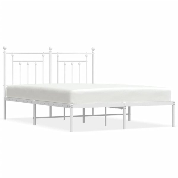 vidaXL Cadre de lit métal sans matelas et tête de lit blanc 140x190 cm
