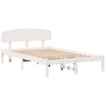 vidaXL Cadre de lit avec tête de lit Blanc 120 x 200 cm Pin massif