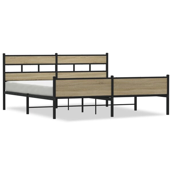 vidaXL Cadre de lit en métal sans matelas chêne sonoma 193x203 cm
