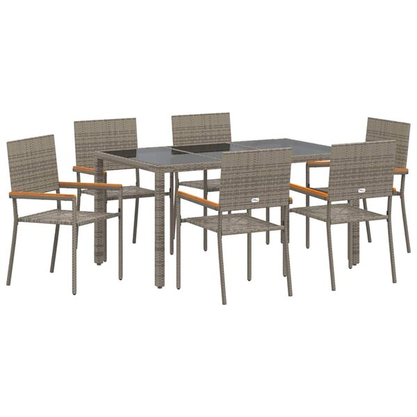 vidaXL Ensemble de salle à manger pour jardin 7 Pièces Gris polyrotin