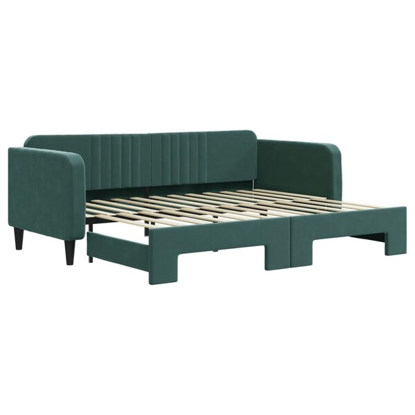 vidaXL Lit de jour avec lit gigogne vert foncé 90x200 cm velours