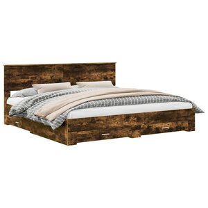 vidaXL Cadre de lit Chêne fumé 200 x 200 cm Bois d'ingénierie